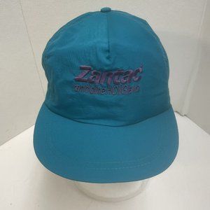 Vintage Zantac Ranitidine SnapBack Trucker Hat Cap Turquoise Nylon SpellOut